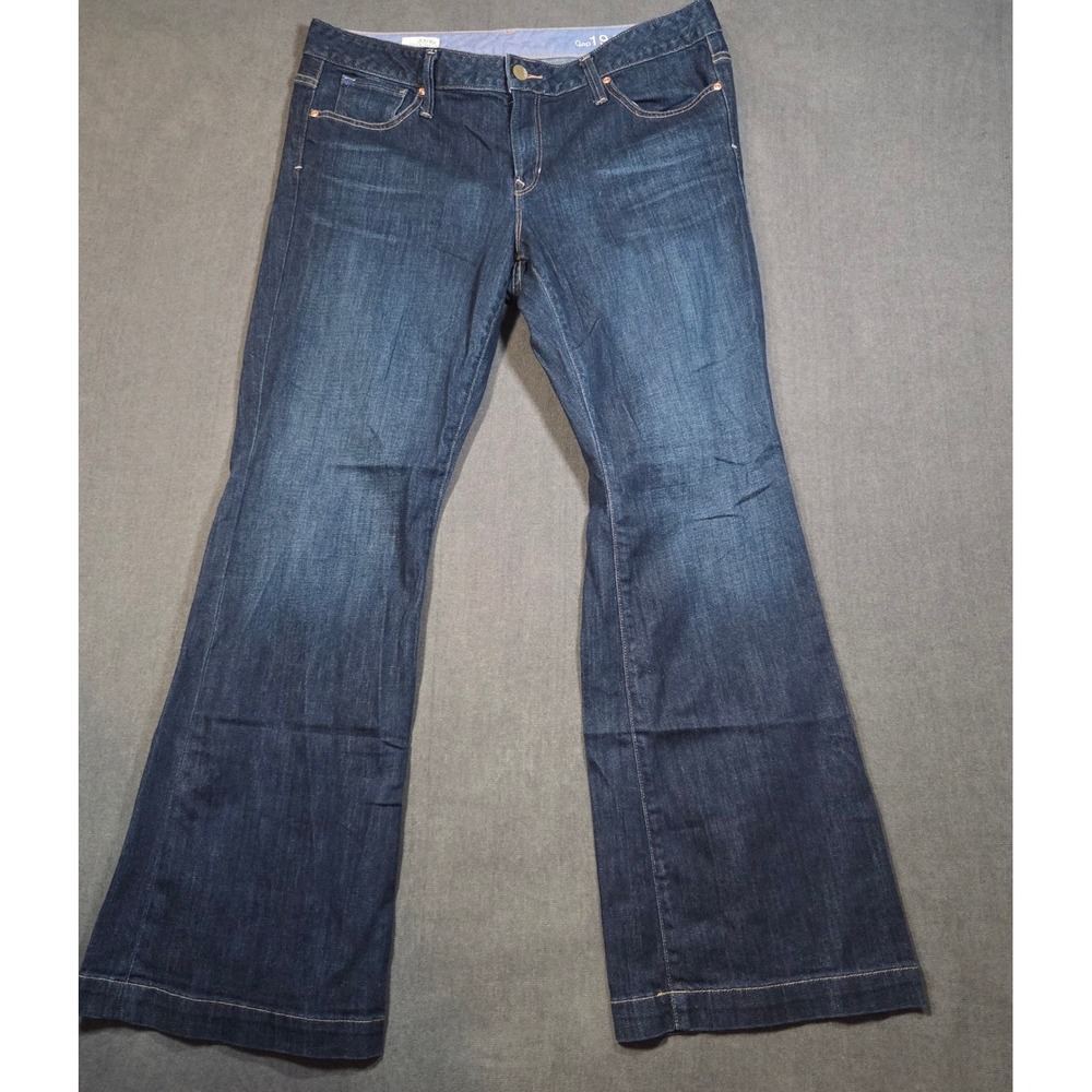 Gap Jeans Womens 33/16r Dark Blue Long & Lean Flare Denim 1969